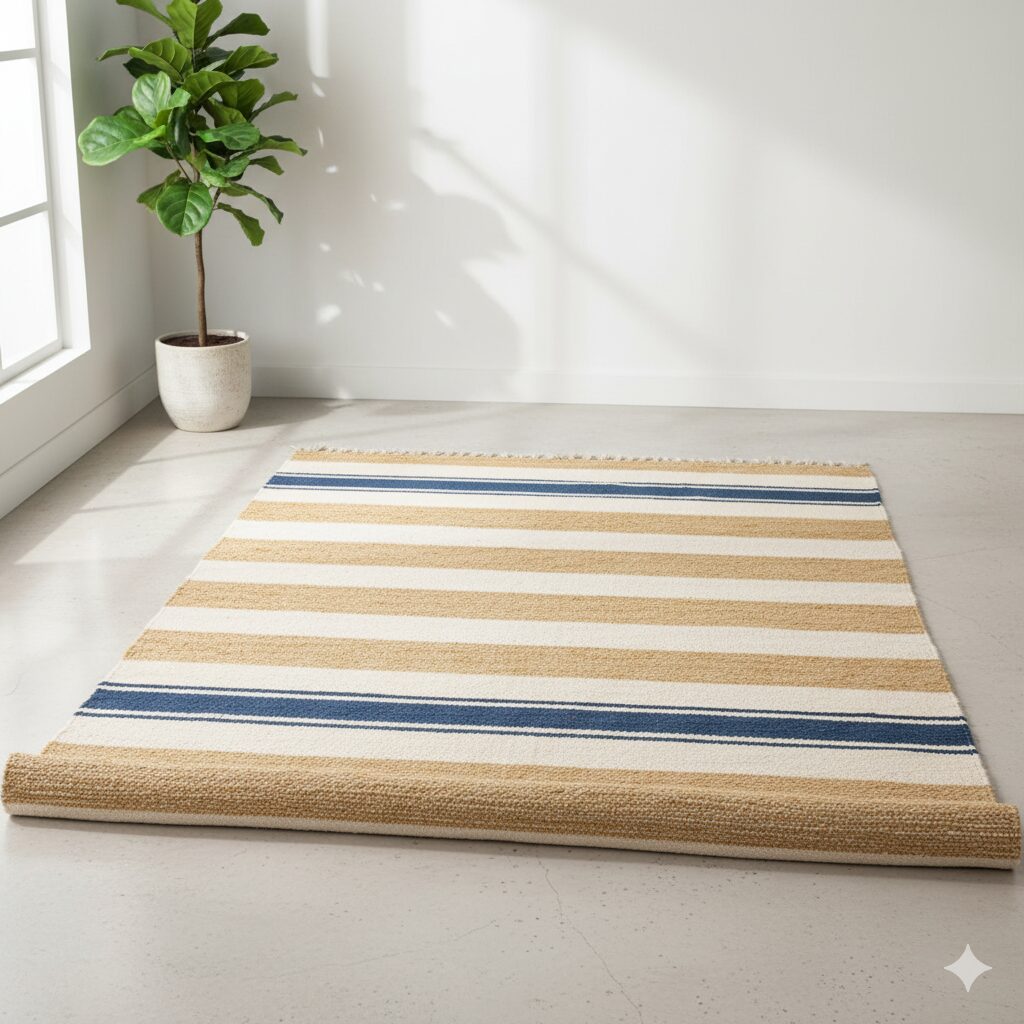 Minimalist Stripe Shatranji Rug