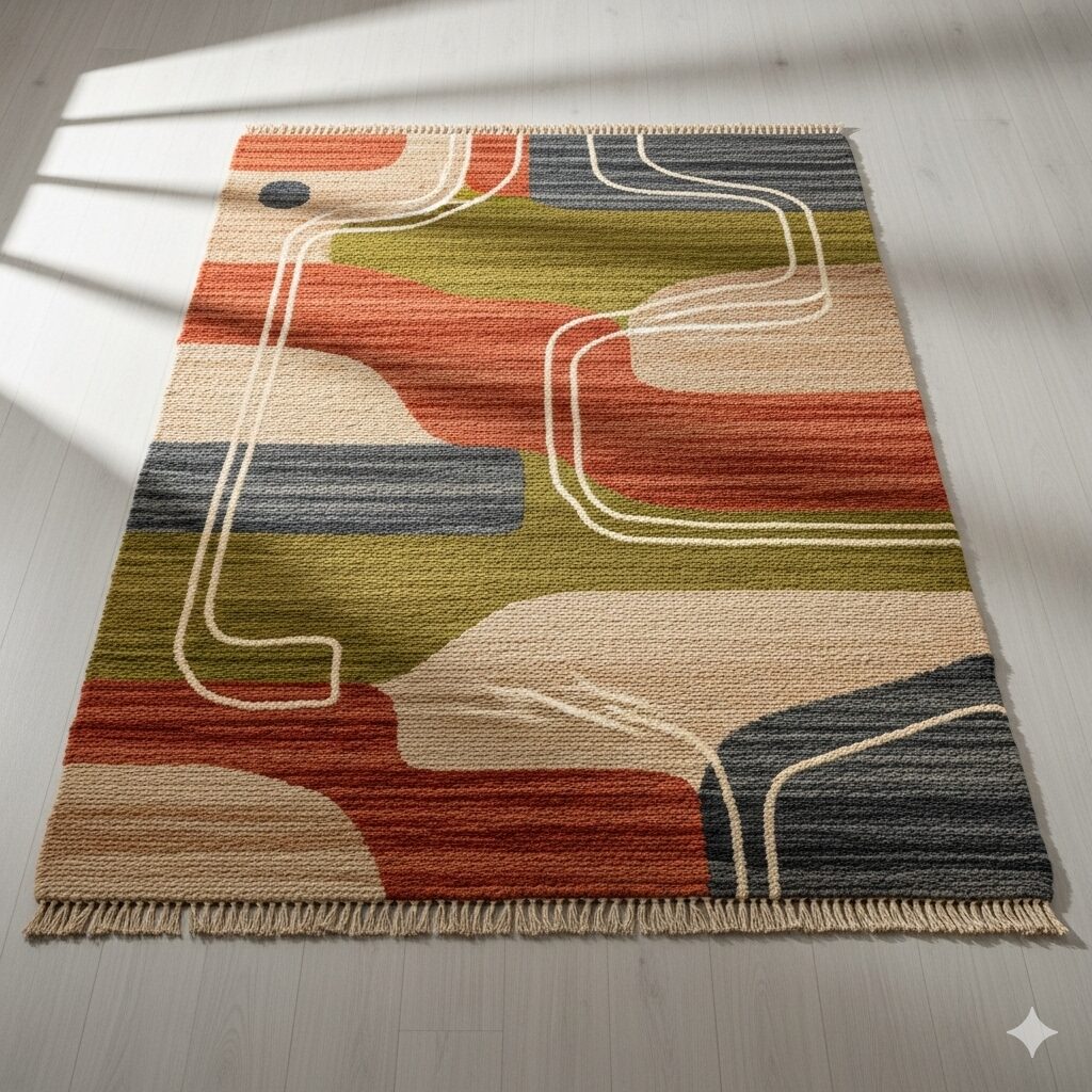 Modern Abstract Shatranji Rug